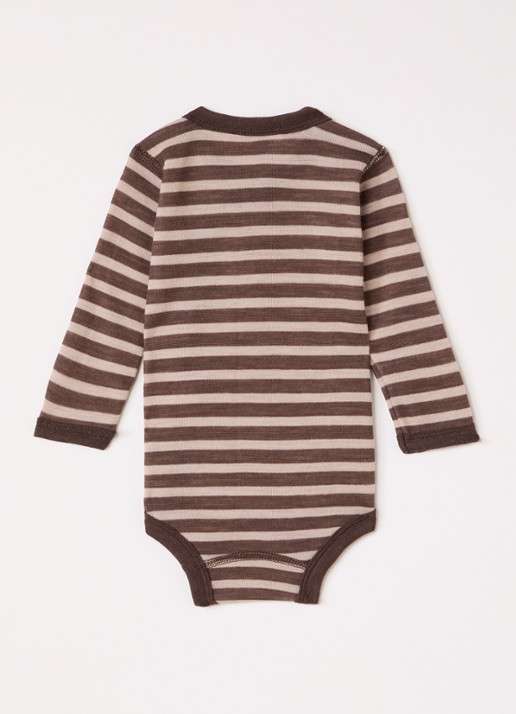 Joha Romper in wolblend met streepprint - voorkant 2 bruin