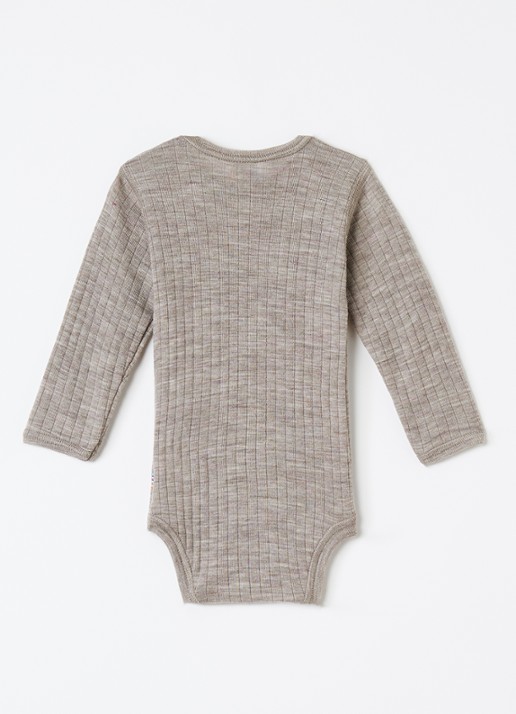 Joha Romper van merino wol - voorkant 2 donkerbeige