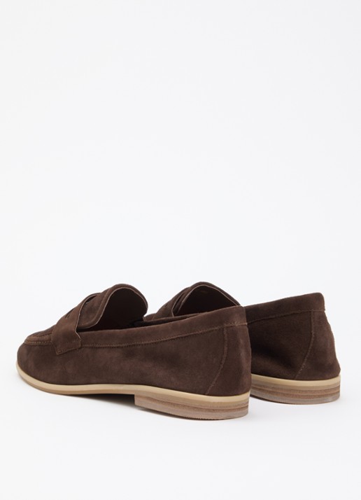 Jonak Aca loafer van suède  - achterkant 4 donkerbruin