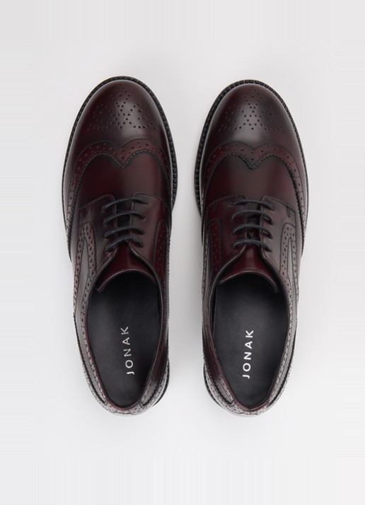 Jonak Altitude brogue van leer - detail 5 bordeauxrood