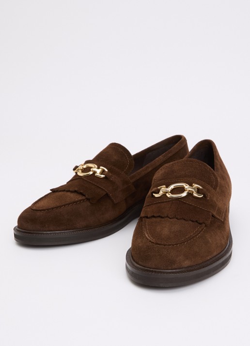 Jonak Delphes loafer van kalfssuède met horsebit - detail 4 bruin