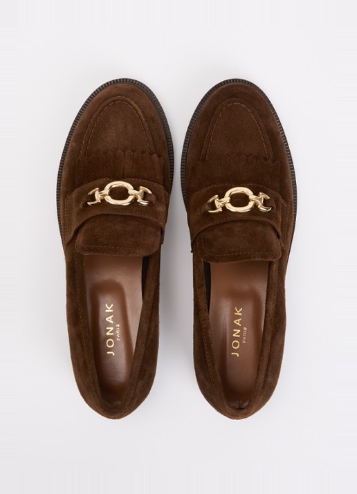 Jonak Delphes loafer van kalfssuède met horsebit - detail 5 bruin