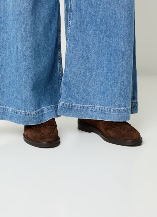 Jonak Delphes loafer van kalfssuède met horsebit - voorkant 3 bruin