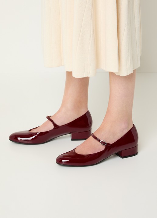 Jonak Desance Mary Jane ballerina van kalfsleer met lakfinish - voorkant 3 bordeauxrood