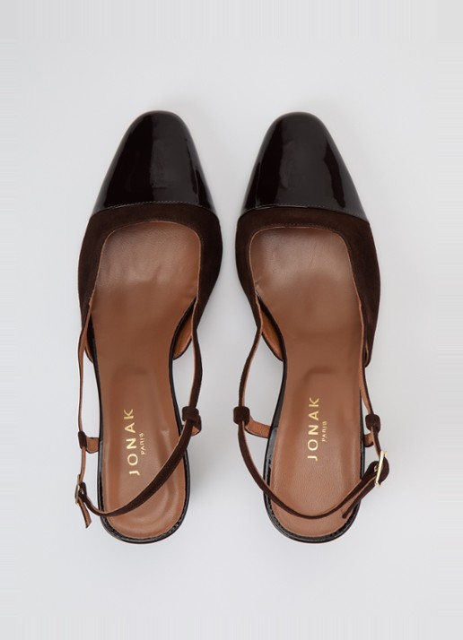 Jonak Dhapop slingback van kalfsleer - detail 4 donkerbruin