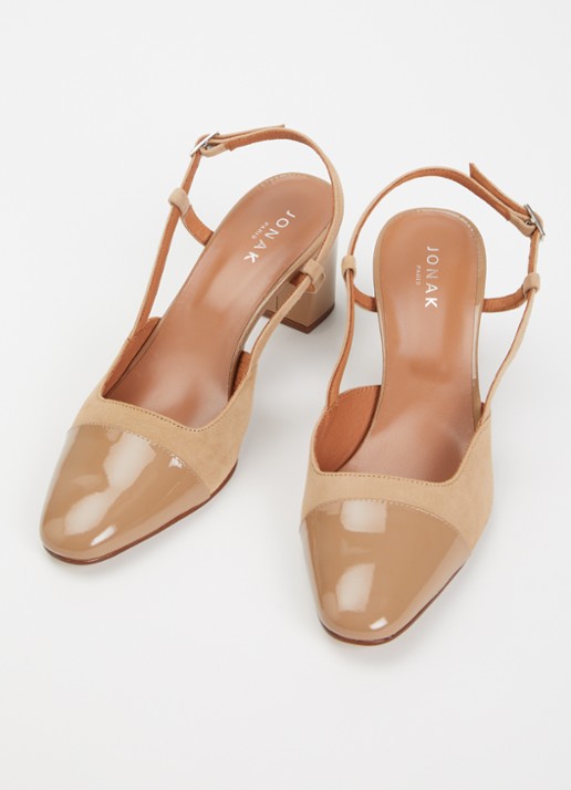 Jonak Dhapop slingback van kalfsleer - detail 4 beige