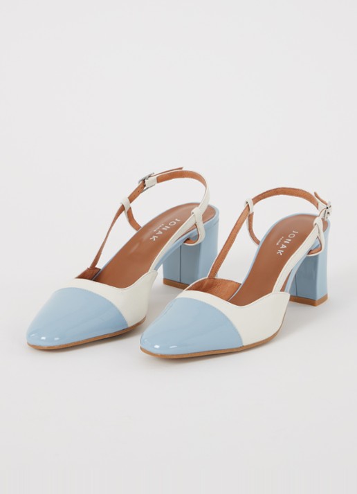 Jonak Dhapop slingback van leer - detail 3 lichtblauw