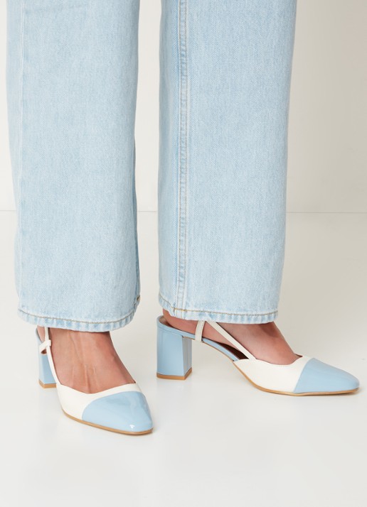 Jonak Dhapop slingback van leer - voorkant 2 lichtblauw