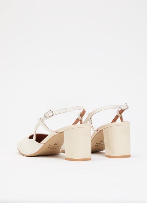 Jonak Dhapop slingback van leer - achterkant 4 gebroken wit