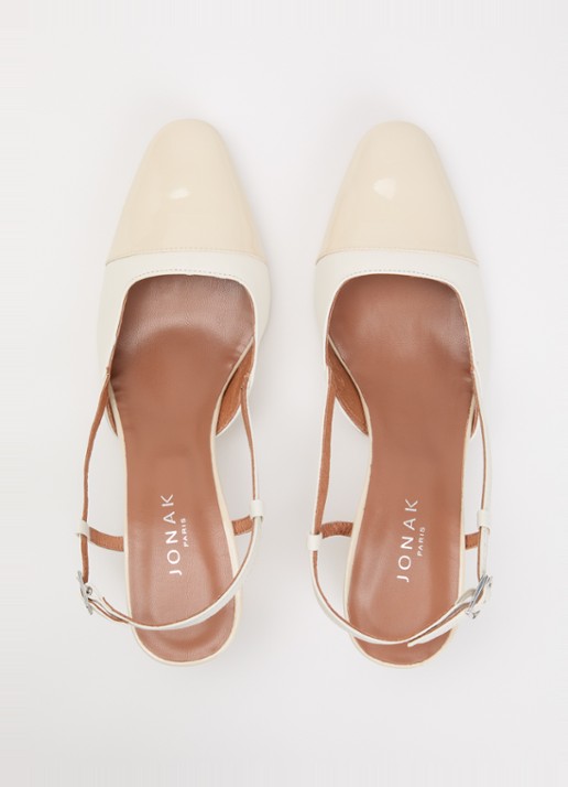 Jonak Dhapop slingback van leer - detail 2 gebroken wit