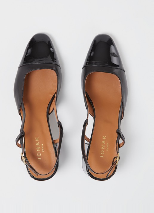 Jonak Dhapopy slingback met lakleren details - detail 4 zwart