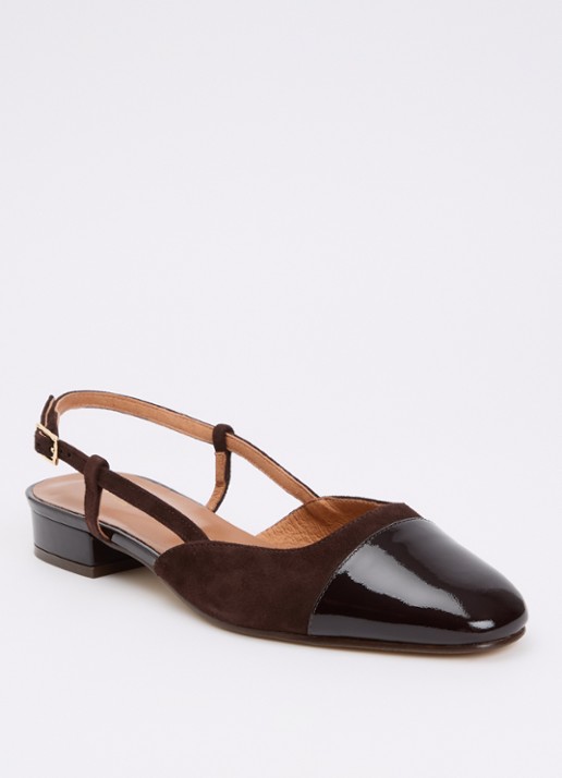 Jonak Dhapou slingback van kalfssuède met lakleren details
