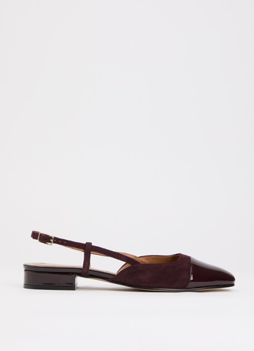 Jonak Dhapou slingback van kalfssuède met lakleren details