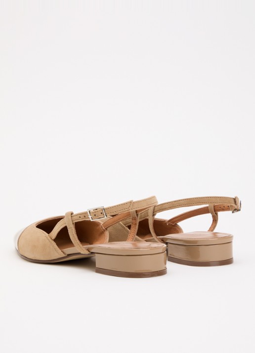 Jonak Dhapou slingback van kalfssuède met lakleren details - achterkant 6 beige