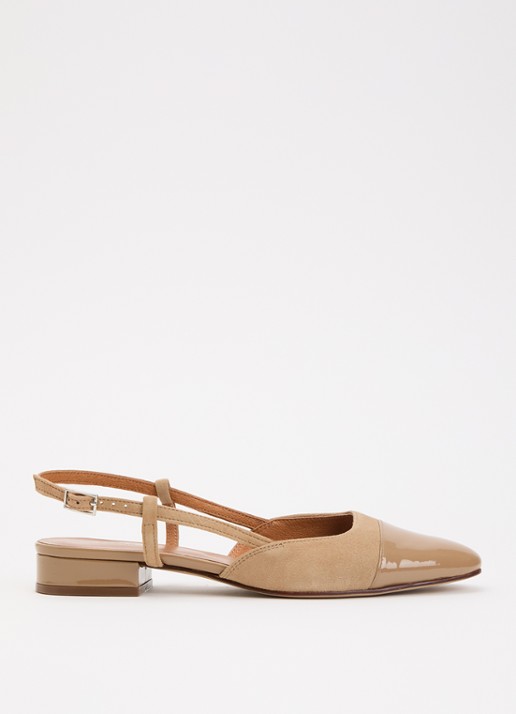 Jonak Dhapou slingback van kalfssuède met lakleren details