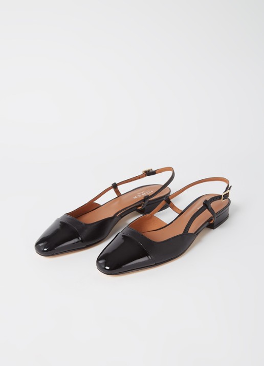 Jonak Dhapou slingback van leer - detail 3 diepzwart