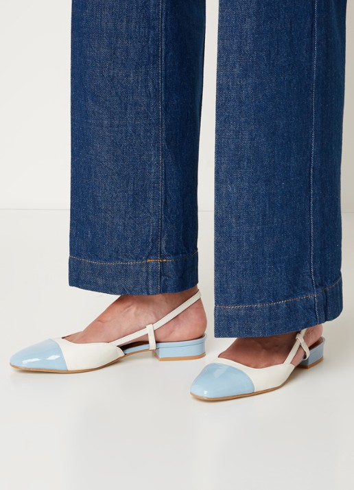 Jonak Dhapou slingback van leer - voorkant 2 blauwgrijs