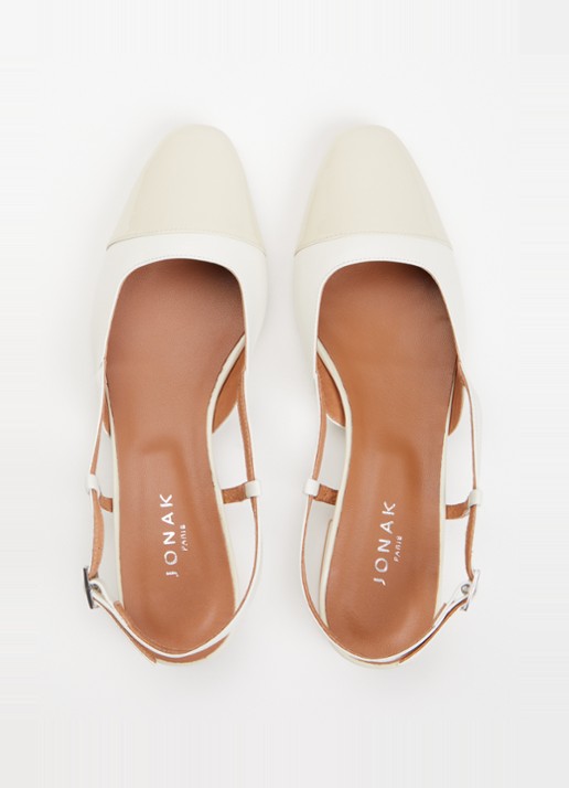 Jonak Dhapou slingback van leer - detail 5 ivoor