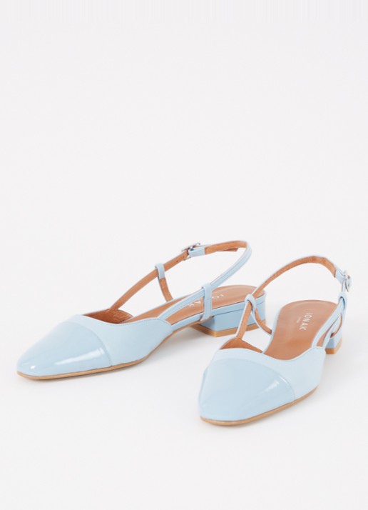 Jonak Dhapou slingback van leer - detail lichtblauw