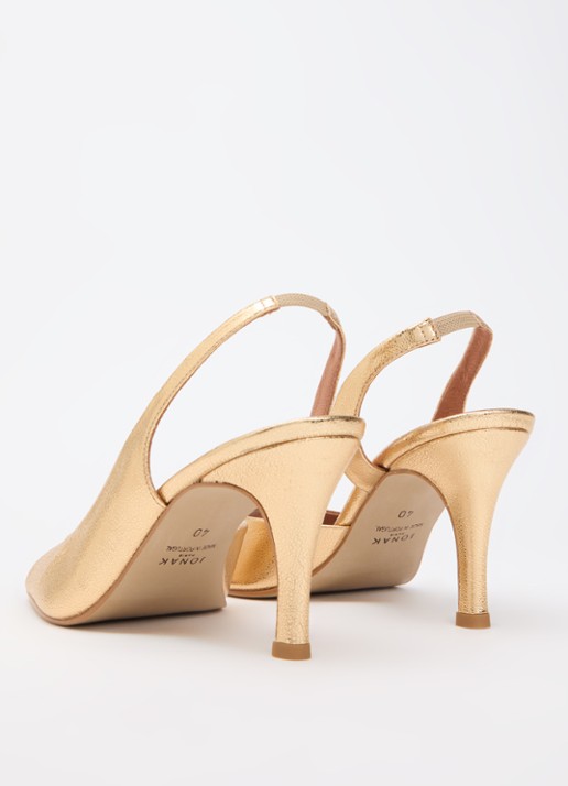 Jonak Dira slingback van geitenleer met metallic finish - achterkant goud