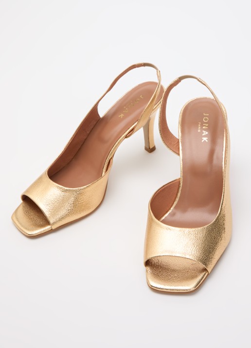 Jonak Dira slingback van geitenleer met metallic finish - detail 3 goud