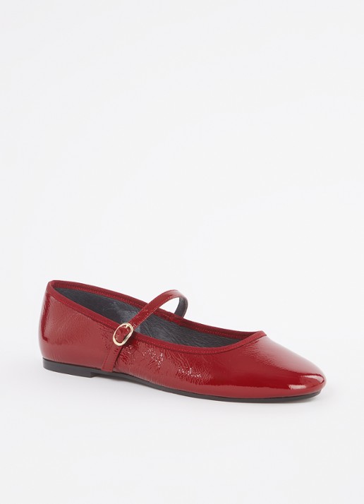 Jonak Douceur ballerina van leer met lakfinish  - voorkant 2 donkerrood