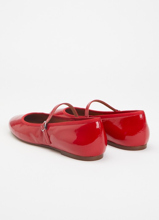 Jonak Douceur ballerina van leer met lakfinish  - achterkant 3 rood