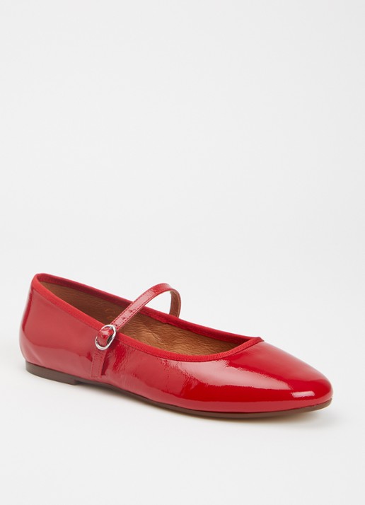 Jonak Douceur ballerina van leer met lakfinish  - voorkant rood