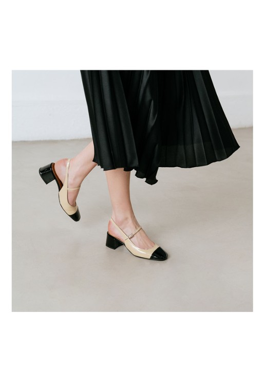 Jonak Doumy slingback met lakleren details - detail 2 zwart