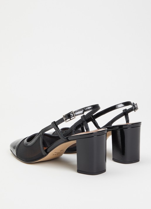 Jonak Drag sling-back van lakleer met details van mesh - achterkant zwart