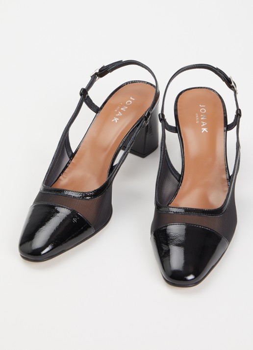 Jonak Drag sling-back van lakleer met details van mesh - detail 2 zwart