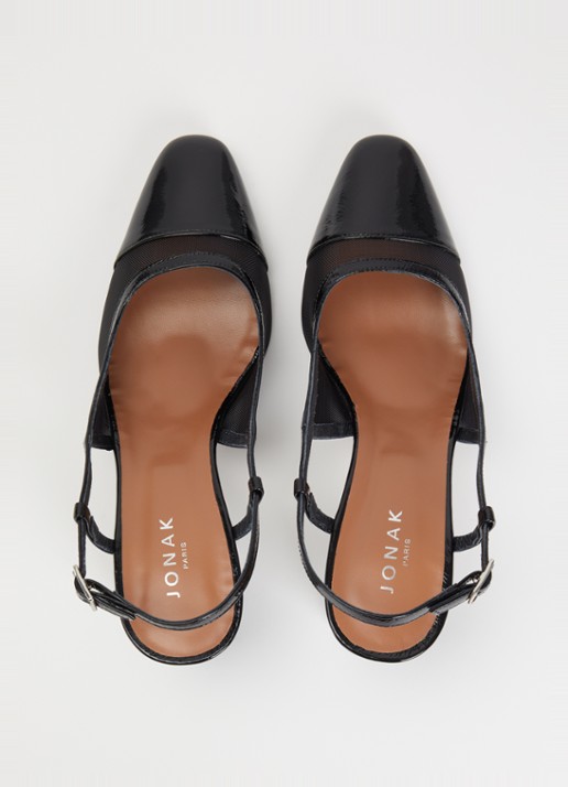 Jonak Drag slingback van lakleer met details van mesh - detail 3 zwart