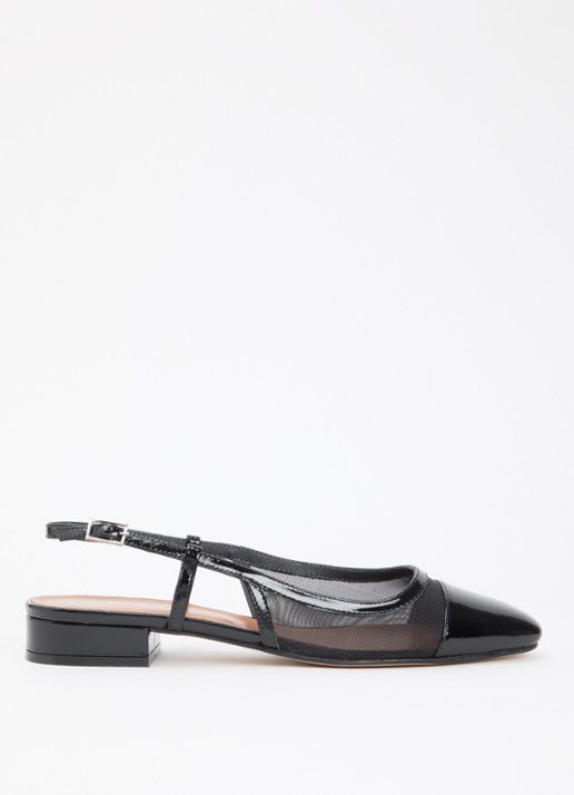Jonak Dragus slingback van kalfsleer met mesh details en lakfinish