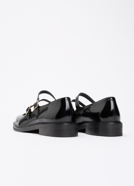 Jonak Dreamy ballerina van kalfsleer met gespdetail - achterkant 3 zwart