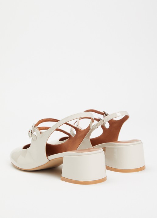 Jonak Drible slingback van kalfsleer met gespdetail - achterkant 6 ivoor