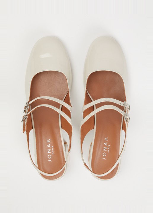 Jonak Drible slingback van kalfsleer met gespdetail - detail 4 ivoor