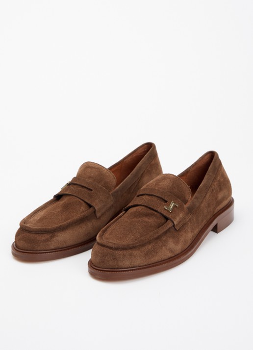 Jonak Duedi Croute loafer van kalfsleer - detail donkerbruin