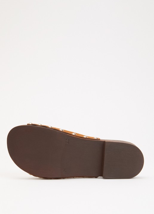 Jonak Enora muiltje van suéde met studs - detail 4 cognac