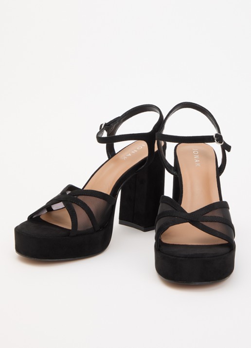 Jonak Jennyfer sandalette met details van mesh - detail zwart