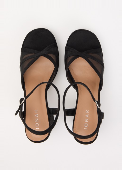 Jonak Jennyfer sandalette met details van mesh - detail 2 zwart