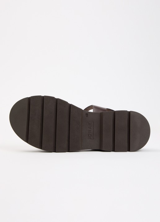 Jonak Liverpool sandaal van leer - detail 6 chocoladebruin
