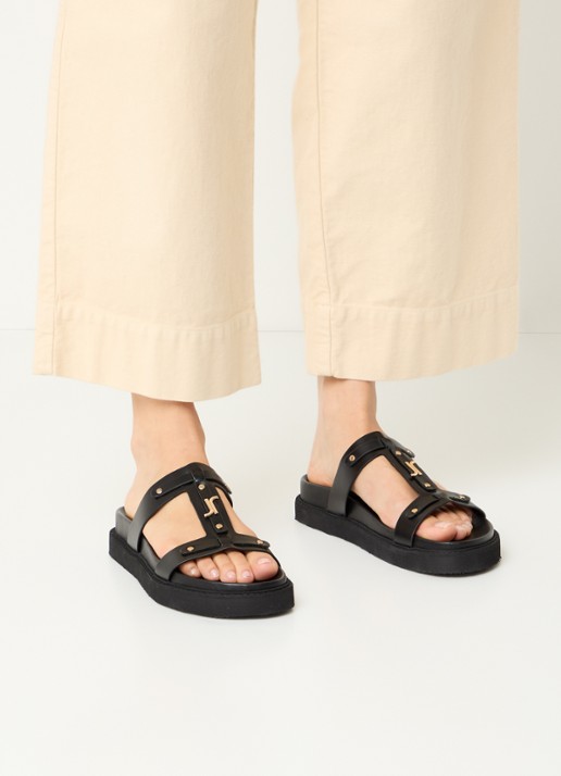 Jonak Luana slipper van kalfsleer - voorkant 6 zwart