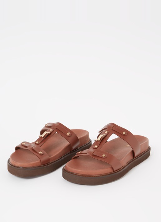 Jonak Luana slipper van kalfsleer - detail 4 bruin