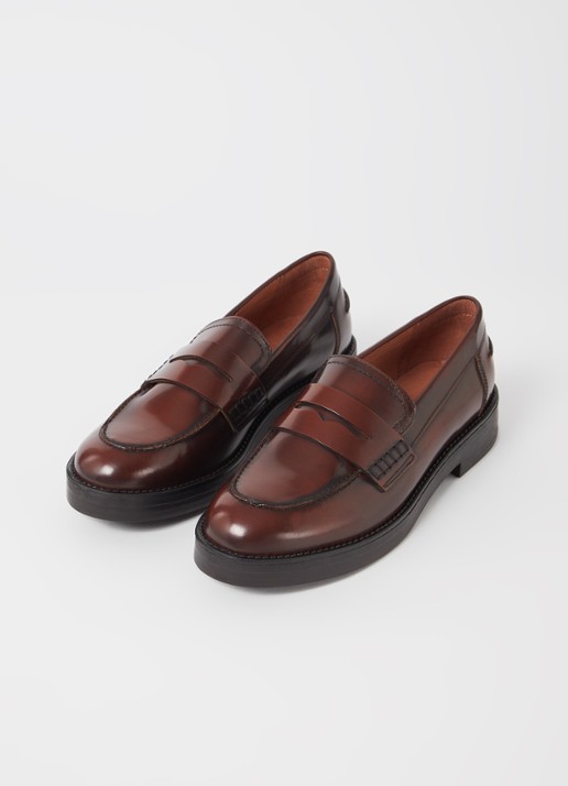 Jonak Mirna Cuir loafer van leer - detail kastanjebruin