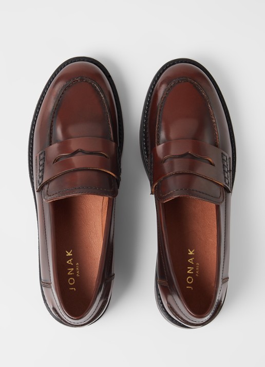 Jonak Mirna Cuir loafer van leer - detail 3 kastanjebruin