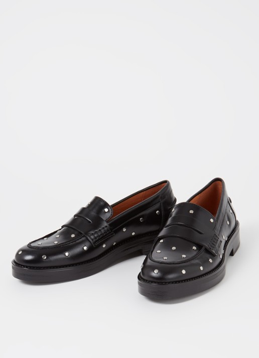 Jonak Mirnou loafer van leer met studs - detail 4 zwart