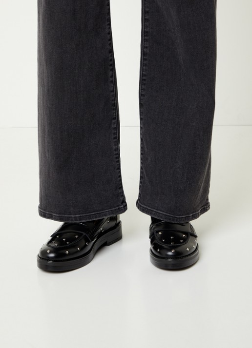 Jonak Mirnou loafer van leer met studs - voorkant 3 zwart