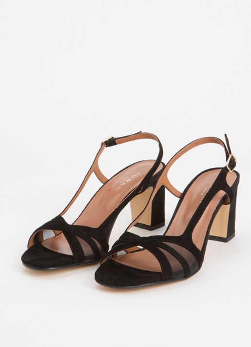 Jonak Vahine sandalette van geitensuède met mesh details - detail 2 zwart