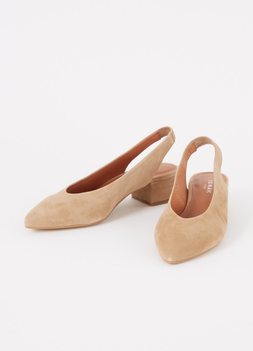 Jonak Vince Velours slingback van suède - detail 2 camel