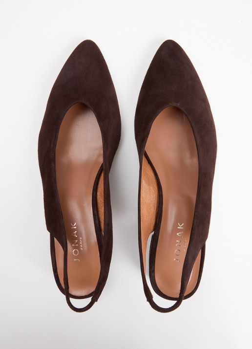 Jonak Vince Velours slingback van suède - detail 4 donkerbruin